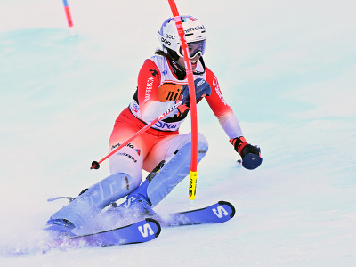 Na snímke švajčiarska lyžiarka Michelle Gisinová počas prvého kola slalomu žien v rámci Svetového pohára v alpskom lyžovaní v Jasnej 21. januára 2024