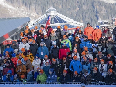 Na snímke diváci počas prvého kola slalomu žien v rámci Svetového pohára v alpskom lyžovaní v Jasnej 21. januára 2024