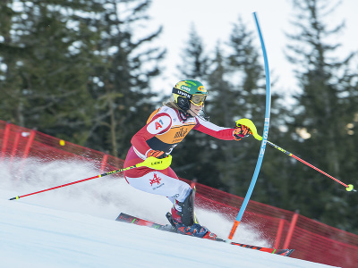 Na snímke rakúska lyžiarka Katharina Liensbergerová počas prvého kola slalomu žien v rámci Svetového pohára v alpskom lyžovaní v Jasnej 21. januára 2024