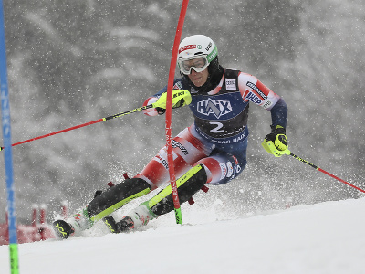 Leona Popovičová na trati 1. kola slalomu v Kranjskej Gore