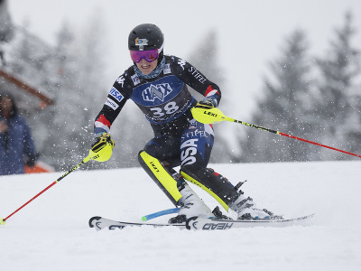 A.J. Hurtová na trati 2. kole slalomu v Kranjskej Gore