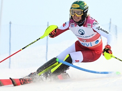 Katharina Liensbergerová v prvom kole slalomu v Levi