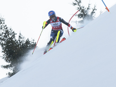 Na snímke americká lyžiarka Mikaela Shiffrinová počas prvého kola slalomu žien v rámci Svetového pohára v alpskom lyžovaní v Jasnej 21. januára 2024