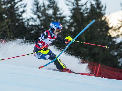 Na snímke americká lyžiarka Mikaela Shiffrinová počas prvého kola slalomu žien v rámci Svetového pohára v alpskom lyžovaní v Jasnej 21. januára 2024.