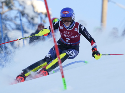 Mikaela Shiffrinová v 1. kole slalomu v Levi