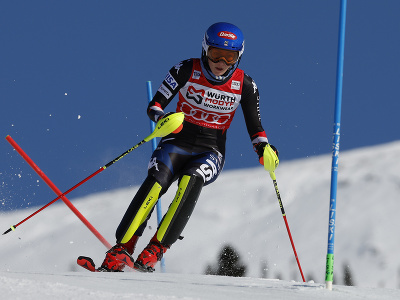 Mikaela Shiffrinová počas 1. kola slalomu v Are
