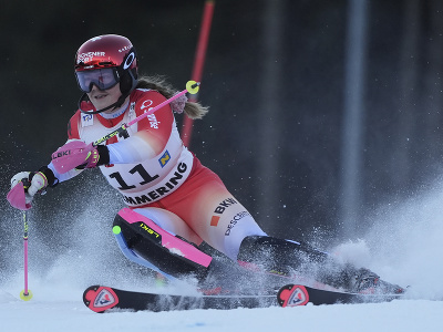 Melanie Meillardová počas 1. kola slalomu v Semmeringu