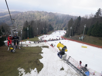 Snehové podmienky počas pretekov Svetového pohára v Záhrebe
