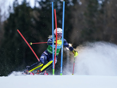 Paula Moltzanová počas 1. kola nočného slalomu žien v Semmeringu