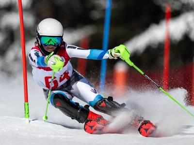 Slovenská lyžiarka Vanesa Vulganová na trati prvého kola slalomu dievčat počas IV. zimných olympijských hrách mládeže v Gangwone v Južnej Kórei