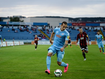Adam Zreľák zo Slovana počas zápasu 6. kola Fortuna ligy medzi ŠK Slovan Bratislava - FC Spartak Trnava