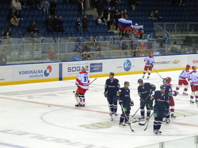 Rozcvička tímov pred zápasom Slovan - CSKA