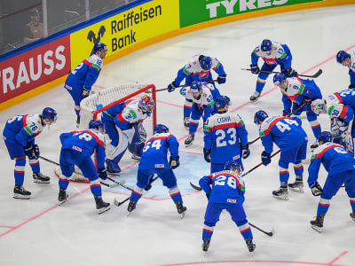 Na snímke hokejisti Slovenska