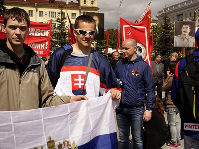 Slovenskí fanúšikovia pred začiatkom Majstrovstiev sveta v ľadovom hokeji