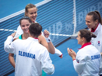 Radosť z víťazstva slovenského fedcupového tímu nad Ruskom