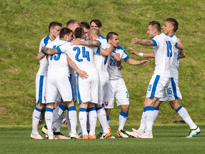 Slovenskí futbalisti po prvom góle v medzištátnym prípravným zápase Slovensko - Gruzínsko