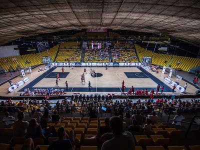 Pohľad do sály počas zápasu kvalifikácie ME basketbalistov 2017 medzi Slovensko - Gruzínsko
