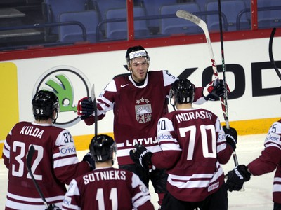 Gólové oslavy hokejistov Lotyšska