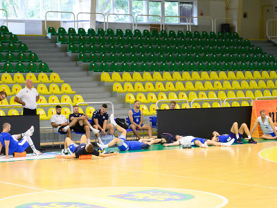 Tréning slovenskej mužskej basketbalovej reprezentácie pred kvalifikačným duelom proti Rumunsku