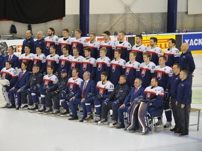 Slovenský tím počas oficálneho fotografovania na 81. majstrovstvách  sveta v ľadovom hokeji