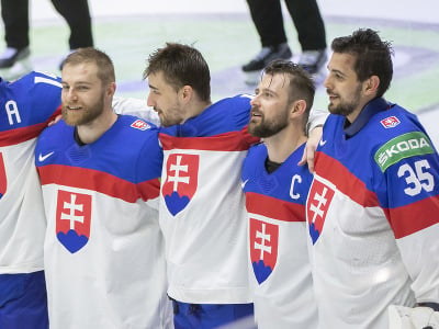 Slovenskí hokejisti po víťazstve