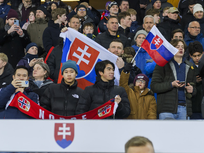 Fanúšikovia počas zápasu Slovenska s Nórskom
