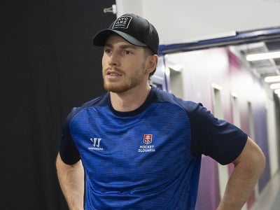 Slovenský hokejový reprezentant Peter Cehlárik prichádza na reprezentačný zraz v Bratislave
