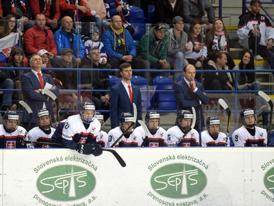 Na snímke striedačka Slovenska, uprostred v pozadí tréner Norbert Javorčík
