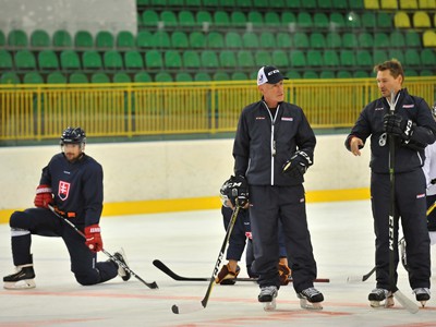 Tréning slovenskej hokejovej reprezentácie pod vedením trénera Craiga Ramsayho