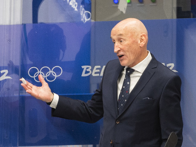 Tréner slovenskej hokejovej reprezentácie Craig Ramsay počas zápasu o bronz 