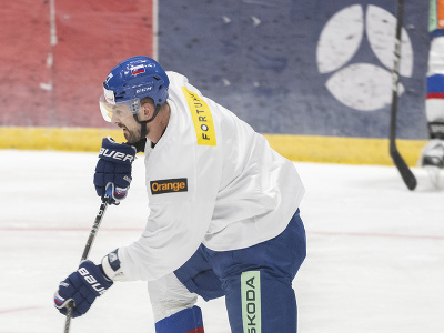 Slovenský hokejový reprezentant Marek Hrivík počas tréningu na reprezentačnom zraze v Bratislave