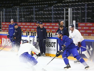 Tréning slovenských hokejistov pred zápasom s Rakúskom