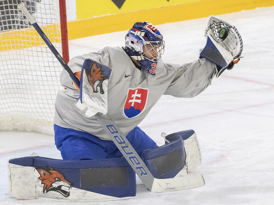 Brankár Stanislav Škorvánek počas tréningu na 86. Majstrovstvách sveta v ľadovom hokeji