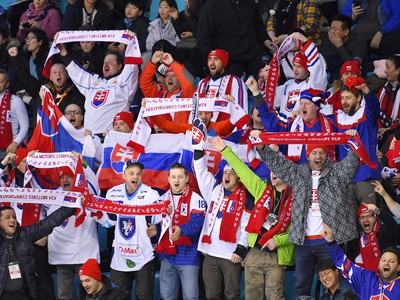 Slovenskí fanúšikovia počas zápasu s USA