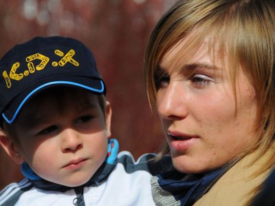 Biatlonistka Anastasia Kuzminová so synom Jelisejom