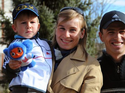 Biatlonistka Anastasia Kuzminová s rodinou v Banskej Bystrici