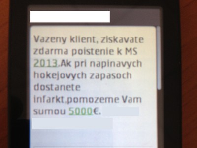 SMS správa s ponukou poistenia