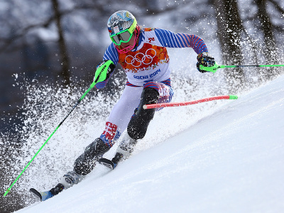 Slovenský lyžiar Adam Žampa na trati v 2. časti superkombinácie - v kombinačnom slalome - v alpskom stredisku Roza Chutor na XXII. zimných olympijských hrách v Červenej Poľane 14. februára 2014