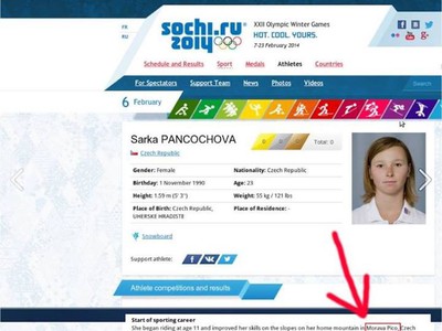 Oficiálny olympijský profil českej reprezentantky Šárky Pančochovej