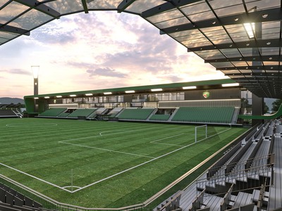 Vizualizácia futbalového štadióna v Prešove podľa víťazného návrhu
