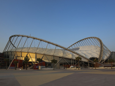 Na snímke Medzinárodný futbalový štadión emira Chalífu ibn Hamada as-Sáního v Dauhe