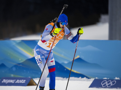 Na snímke slovenský biatlonista Michal Šima počas pretekov mix štafety na zimných olympijských hrách ZOH 2022 