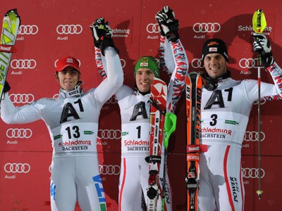 Stefano Gross, Marcel Hirscher a Mario Matt