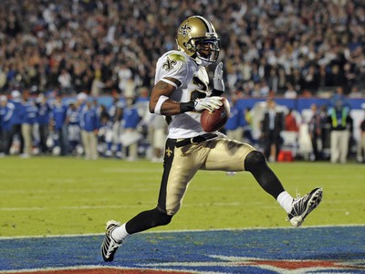 New Orleans Saints cornerback Tracy Porter dáva touchdown