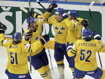 Hokejisti Švédska sa radujú