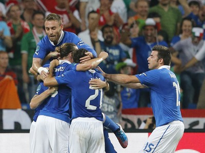 Gólová radosť hráčov Talianska