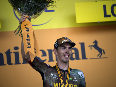 Christophe Laporte oslavuje víťazstvo v 19. etape Tour de France