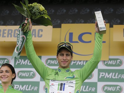Peter Sagan v zelenom tričku po konci 19. etapy
