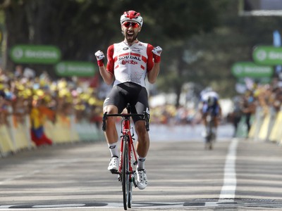  Na snímke Belgičan Thomas De Gendt (Lotto Soudal) vyhral 8. etapu cyklistických pretekov Tour de France na 200 km trati z Maconu do Saint-Étienne (200 km)