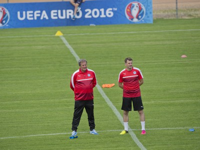 Z tréningu slovenskej futbalovej reprezentácie v tréningovom centre pred začiatkom majstrovstiev Európy 2016 vo futbale vo francúzskom Vichy 